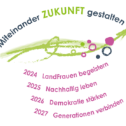 Miteinander Zukunft gestalten. 2024 Landfrauen begeistern. 2025 Nachhaltig leben. 2026 Demokratie stärken. 2027 Generationen verbinden.